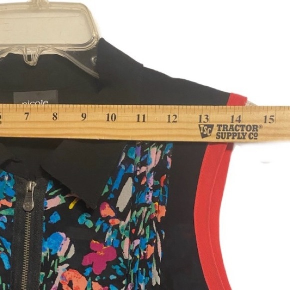 Whimsygoth Artsy Floral Grannycore L Blouse Sleeveless Half Zip Multicolor Relax - Picture 5 of 8